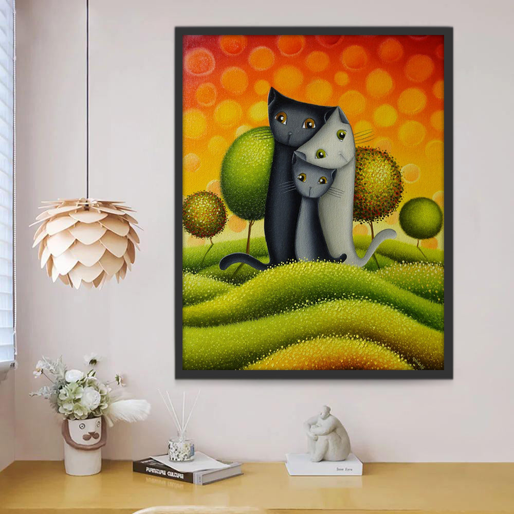 Couple de Chat Abstrait Peinture par Numéros