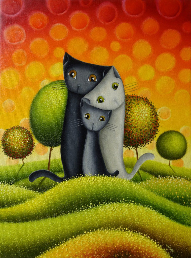 Couple de Chat Abstrait Peinture par Numéros
