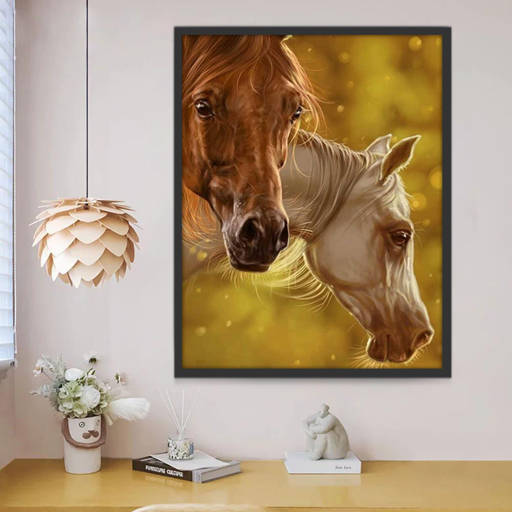 Couple de Chevaux Paisibles Peinture par Numéros