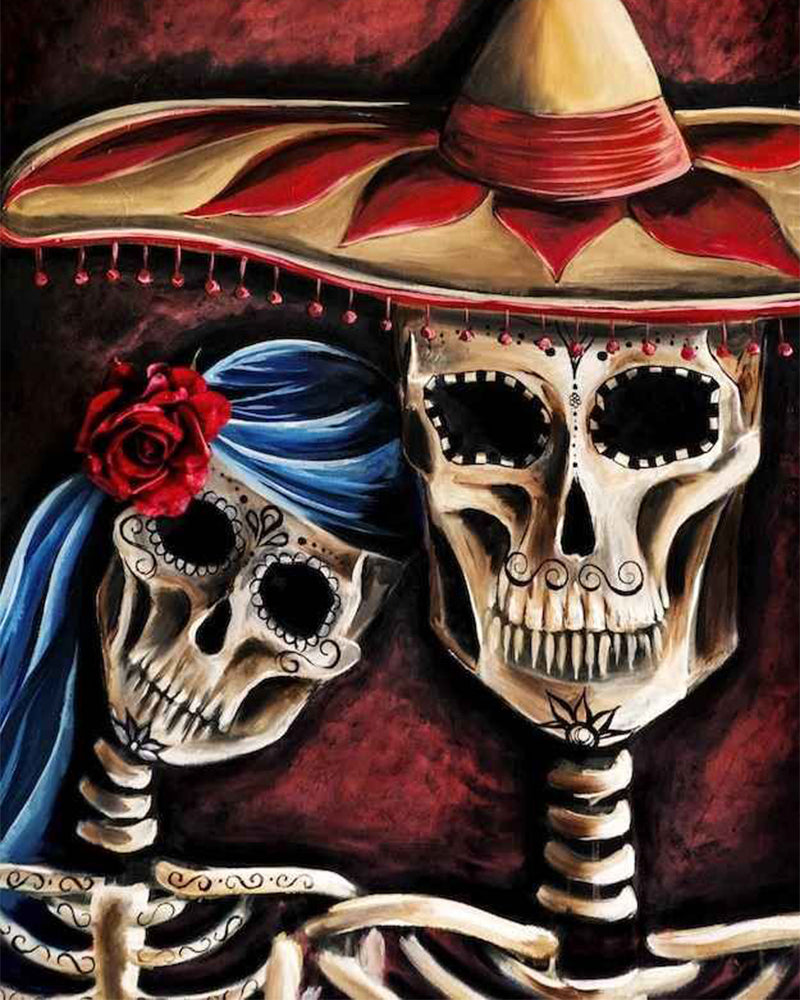 Couple de Crâne Peinture par Numéros