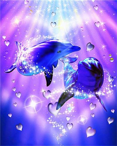 Couple de Dauphins Amoureux Peinture par Numéros
