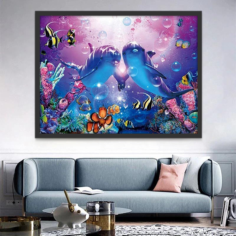 Couple de Dauphins dans la Mer Peinture par Numéros