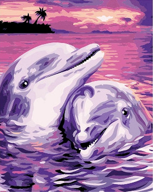 Couple de Dauphins Peinture par Numéros