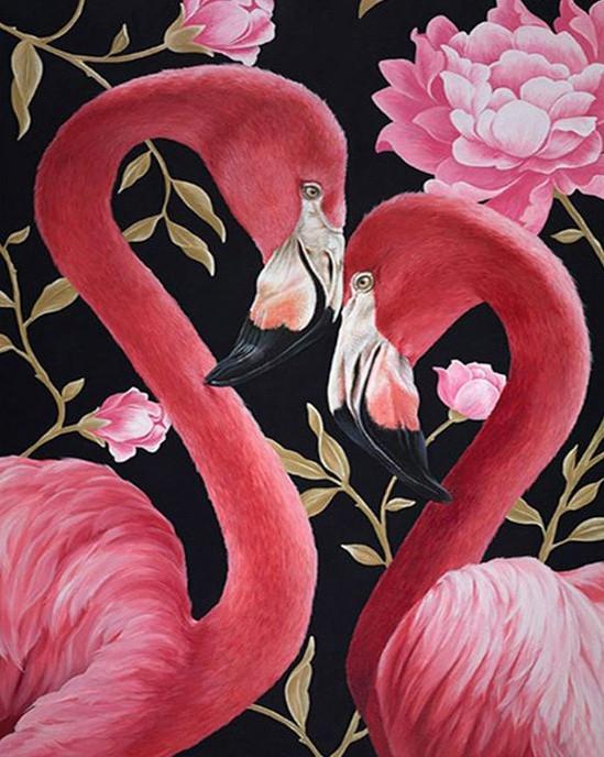 Couple de Flamants Aimant Peinture par Numéros