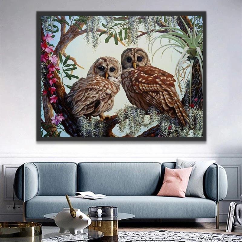Couple de Hiboux Peinture par Numéros