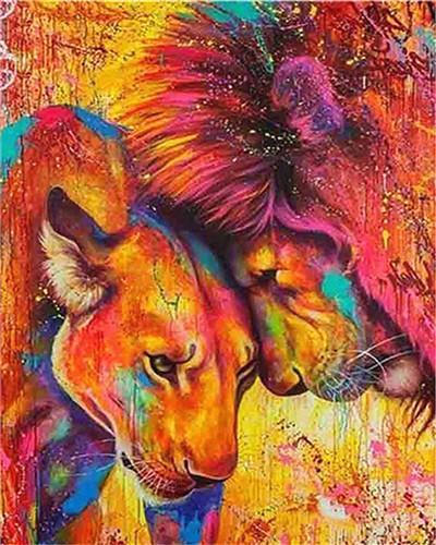 Couple de Lion Peinture par Numéros