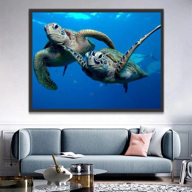 Couple de Maritimes Tortues Peinture par Numéros