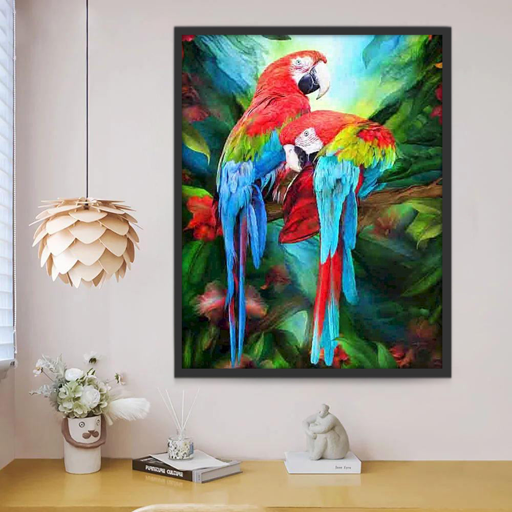 Couple de Perroquets Dessiné Peinture par Numéros
