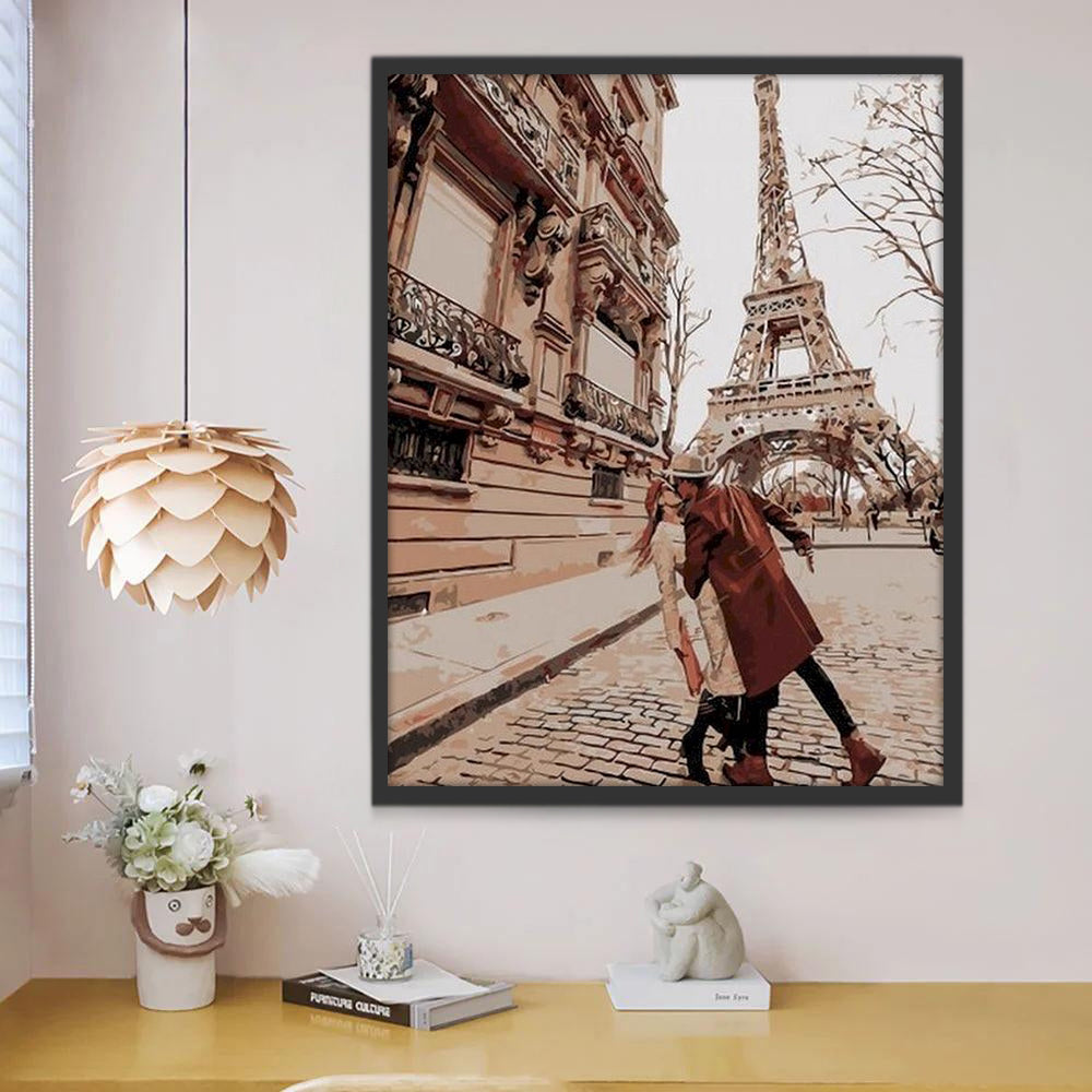 Couple devant Tour Eiffel Peinture par Numéros