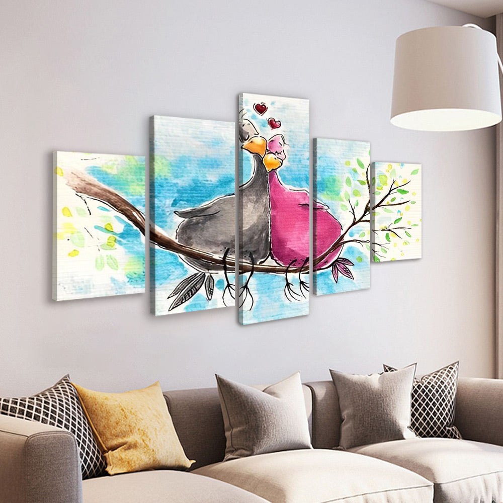 Couple d’Oiseaux Aimant 5 Partie Peinture par Numéros