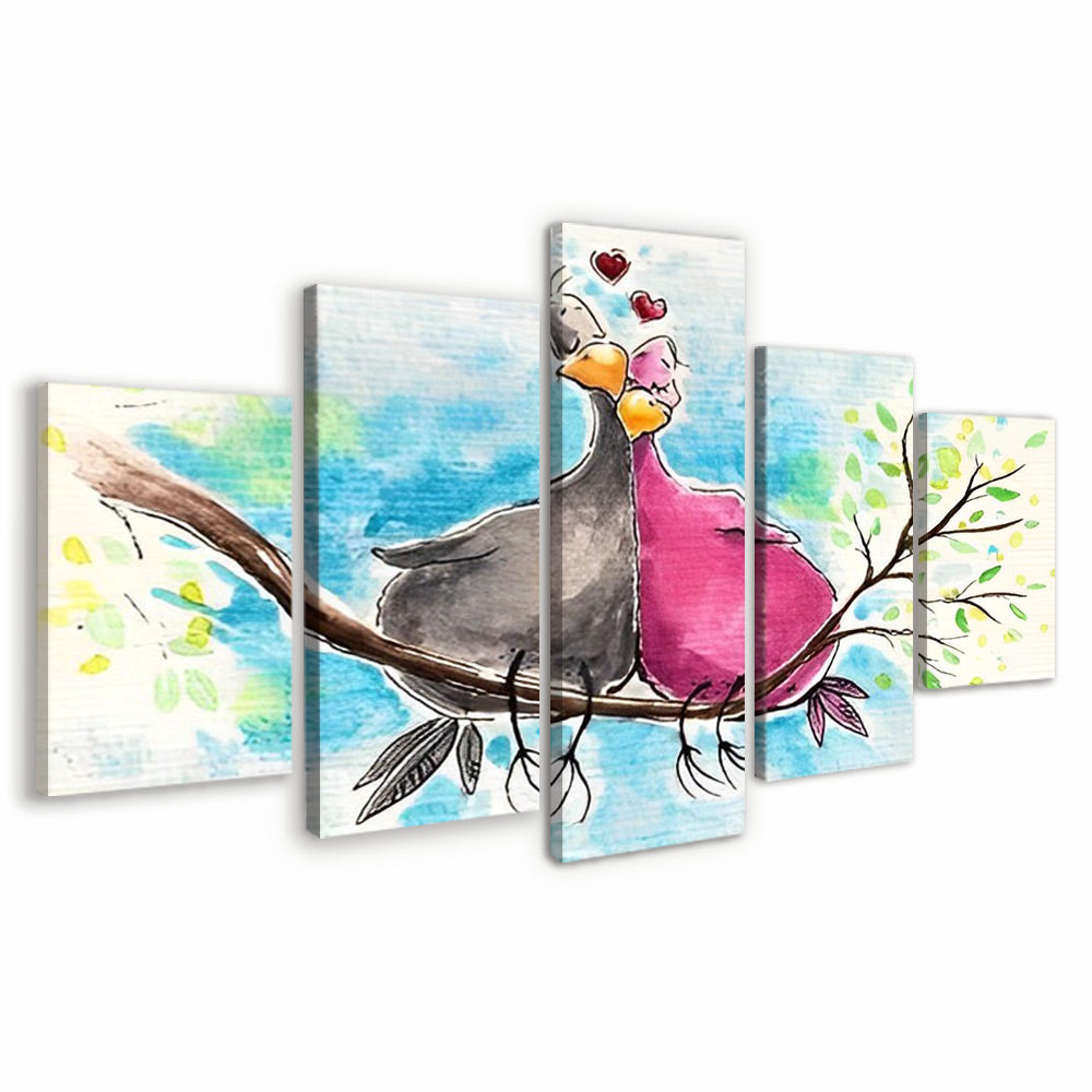 Couple d’Oiseaux Aimant 5 Partie Peinture par Numéros