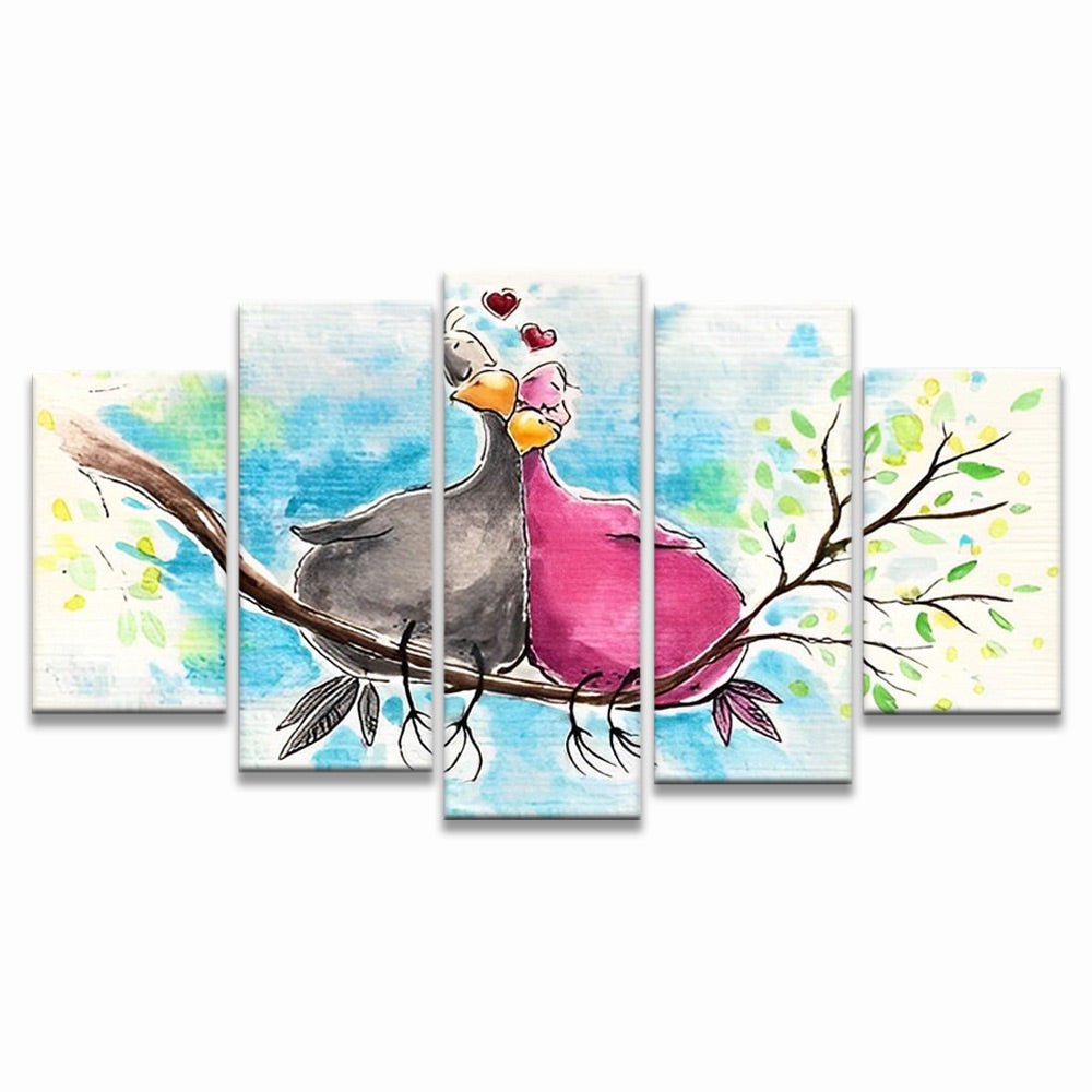 Couple d’Oiseaux Aimant 5 Partie Peinture par Numéros
