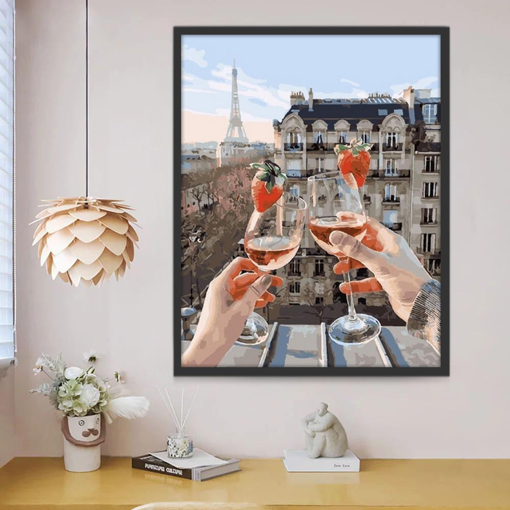 Couple en Rendez-Vous à Paris Peinture par Numéros