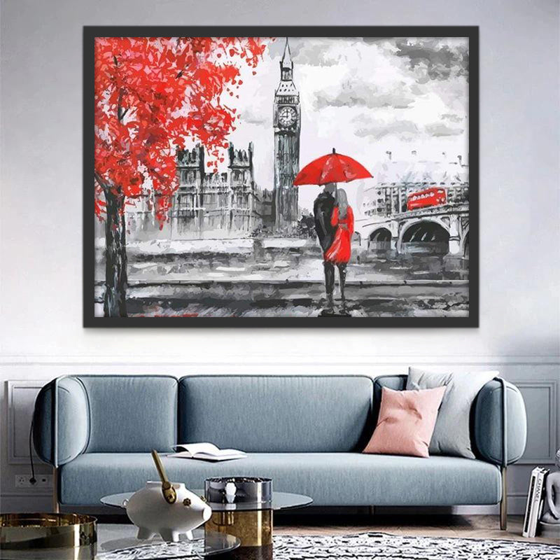 Couple et Big Ben Peinture par Numéros