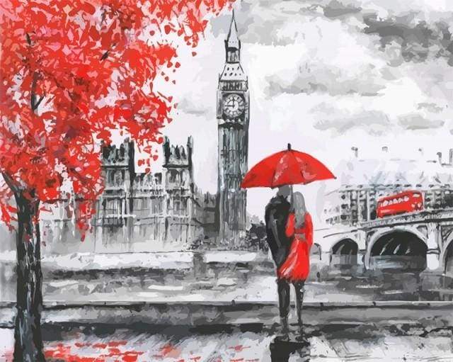 Couple et Big Ben Peinture par Numéros