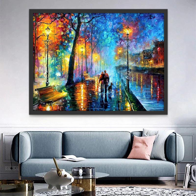 Couple et Chien Peinture par Numéros