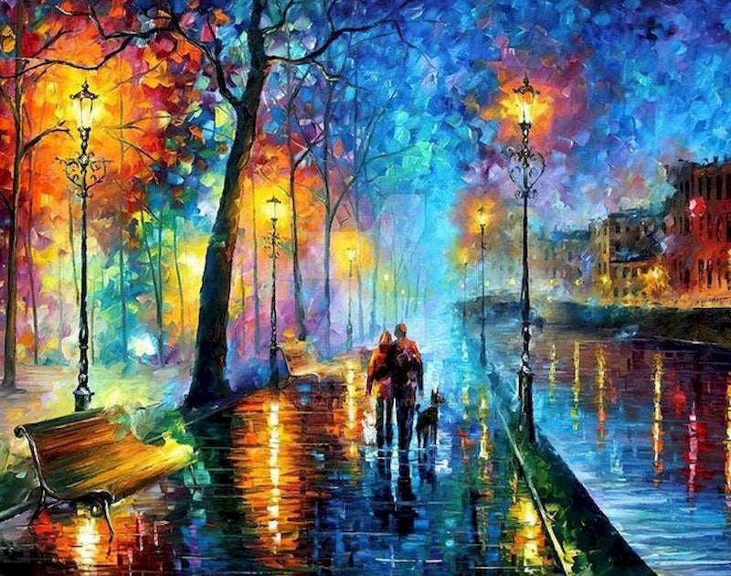 Couple et Chien Peinture par Numéros