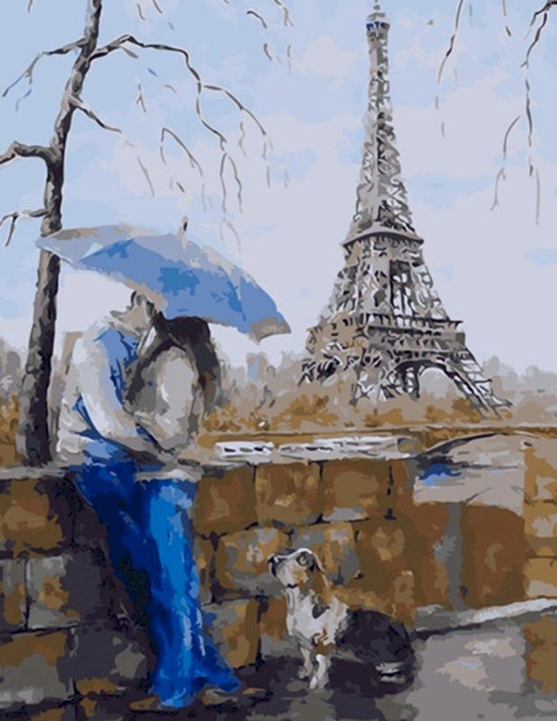 Couple et Chien Peinture par Numéros