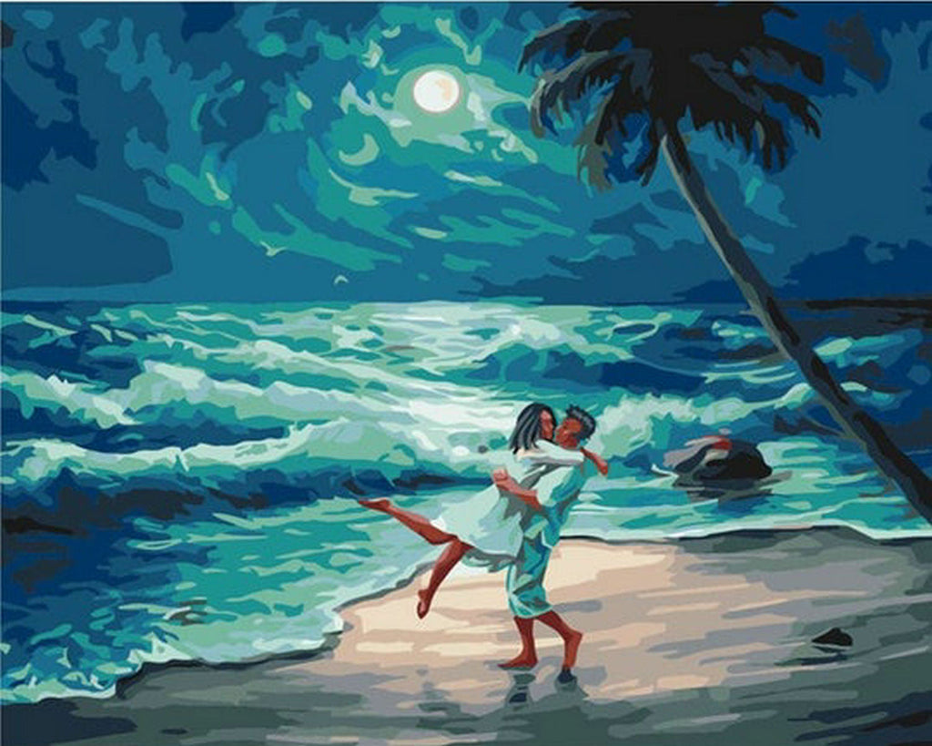Couple et Cocotier Peinture par Numéros