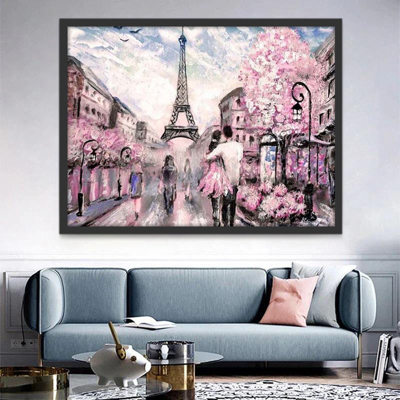 Couple et Eiffel Peinture par Numéros