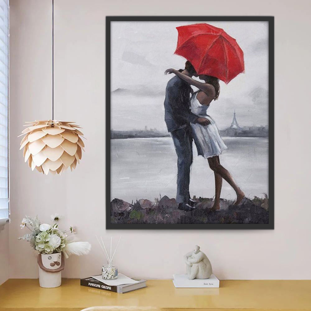 Couple et Lac Peinture par Numéros