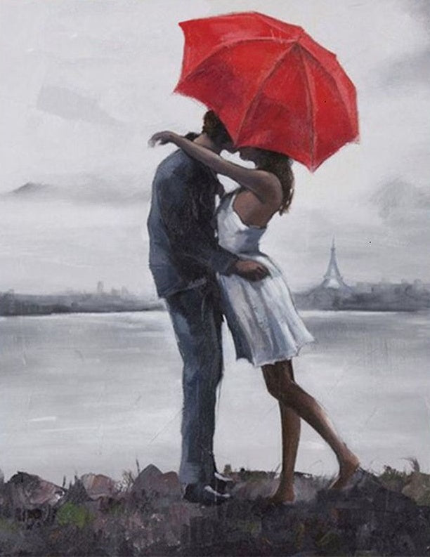 Couple et Lac Peinture par Numéros
