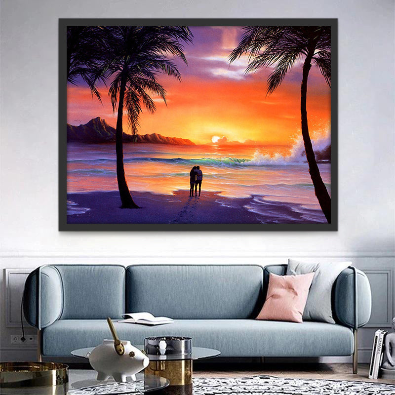 Couple et Mer Peinture par Numéros