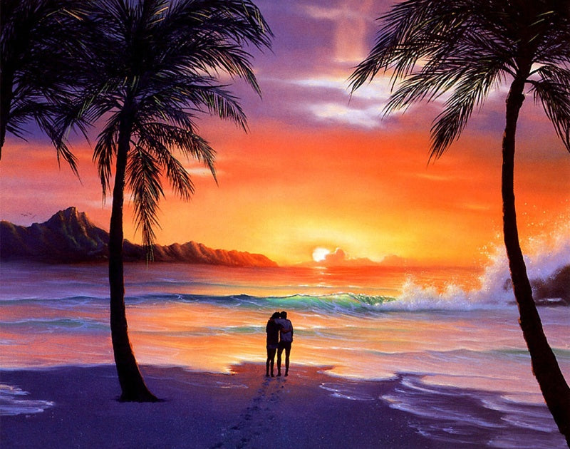 Couple et Mer Peinture par Numéros