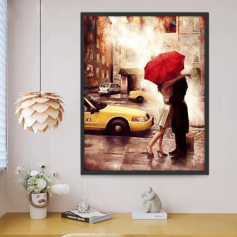 Couple et Taxi Peinture par Numéros