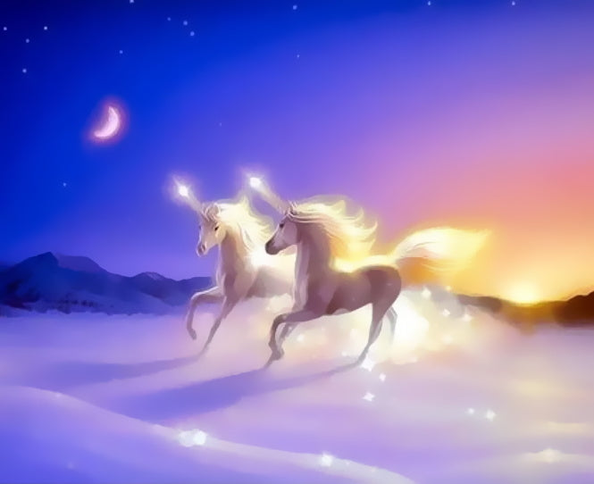 Couple Fantastique de Licorne Peinture par Numéros