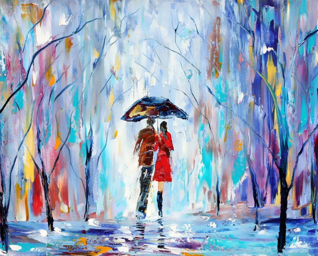Couple sous la Pluie Peinture par Numéros