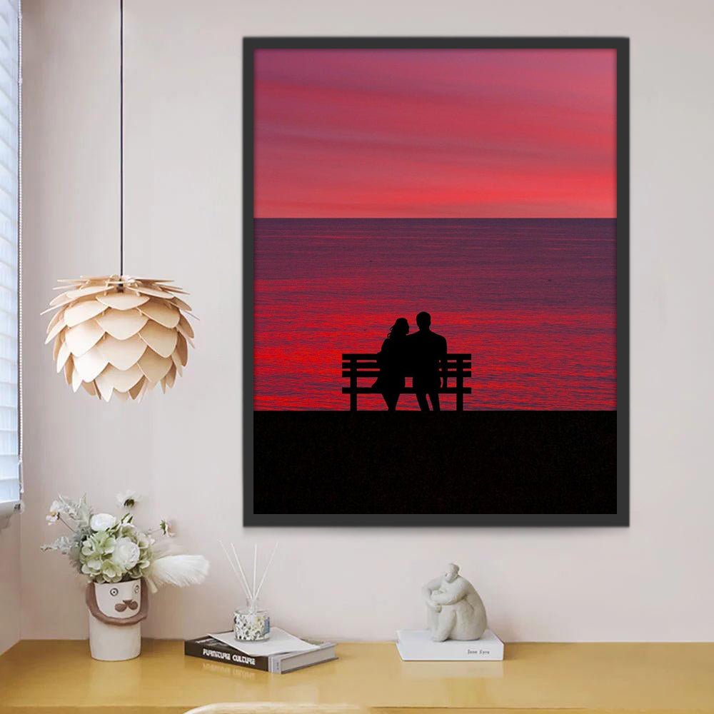Couple sur le Banc Peinture par Numéros