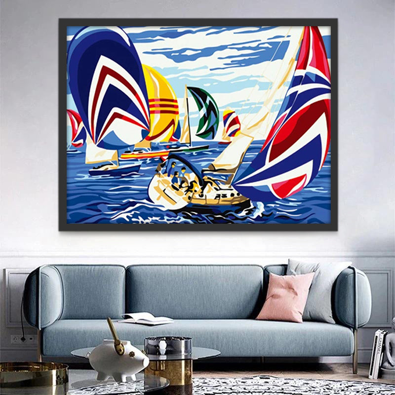 Course de voiliers Peinture par Numéros