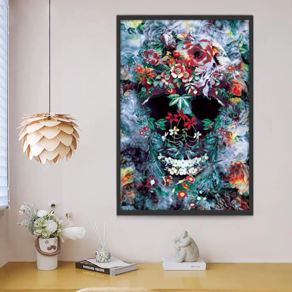 Crâne en Fleurs Peinture par Numéros