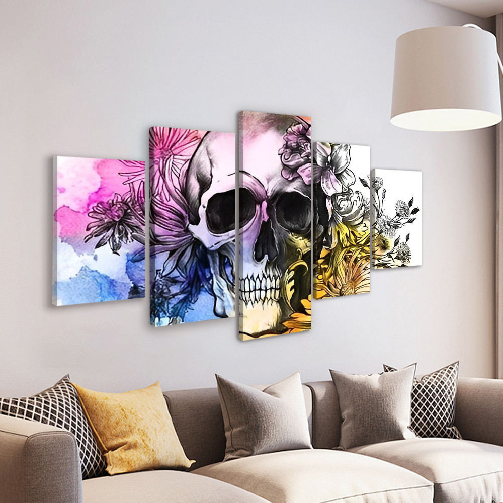 Crâne Fleuri 5 Partie Peinture par Numéros