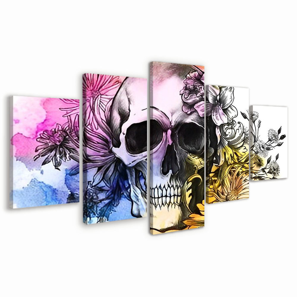 Crâne Fleuri 5 Partie Peinture par Numéros