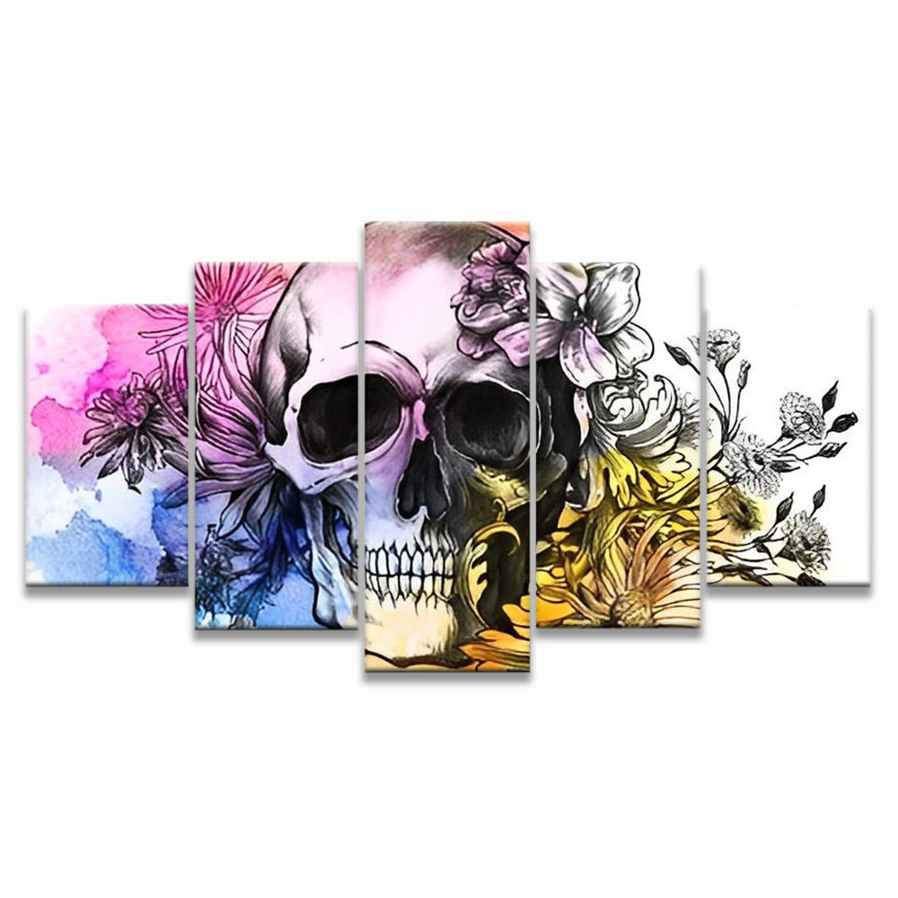Crâne Fleuri 5 Partie Peinture par Numéros