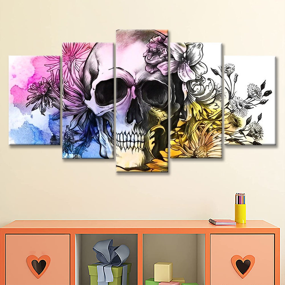 Crâne Fleuri 5 Partie Peinture par Numéros