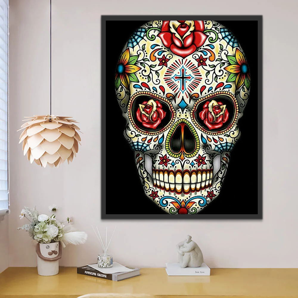 Crâne Floral Peinture par Numéros