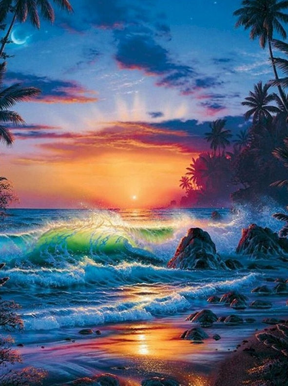 Crépuscule et Mer Peinture par Numéros