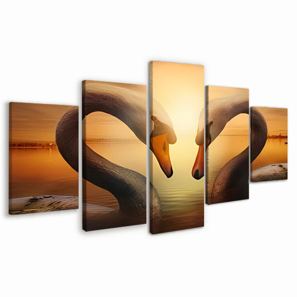 Cygne en Forme de Coeur 5 Partie Peinture par Numéros
