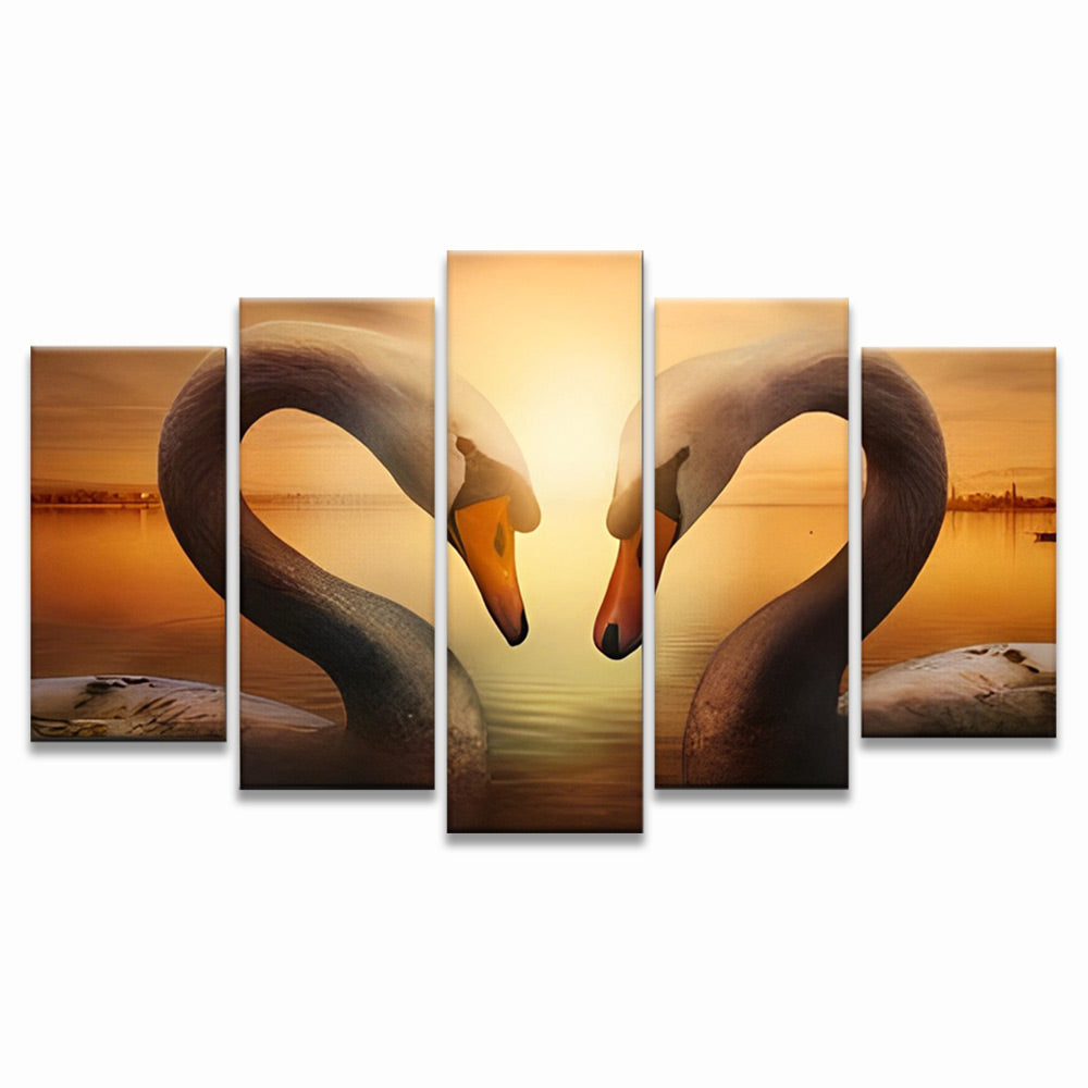 Cygne en Forme de Coeur 5 Partie Peinture par Numéros