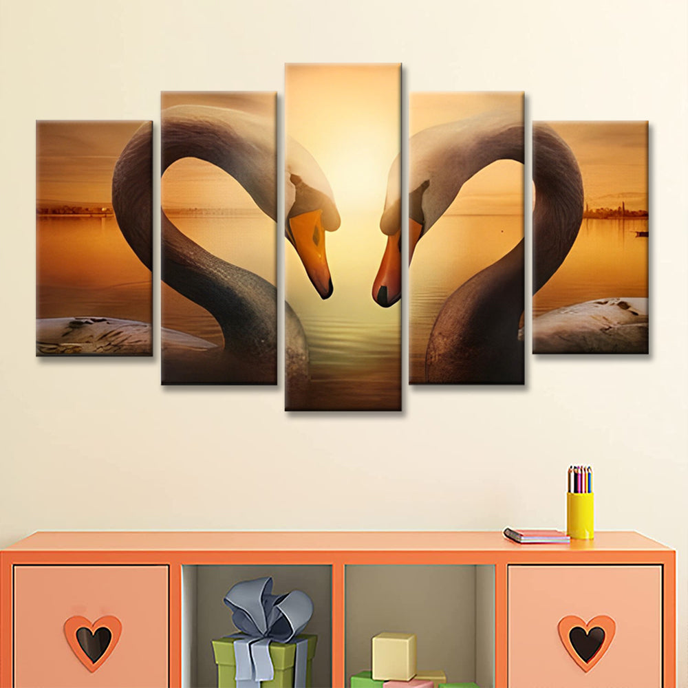 Cygne en Forme de Coeur 5 Partie Peinture par Numéros