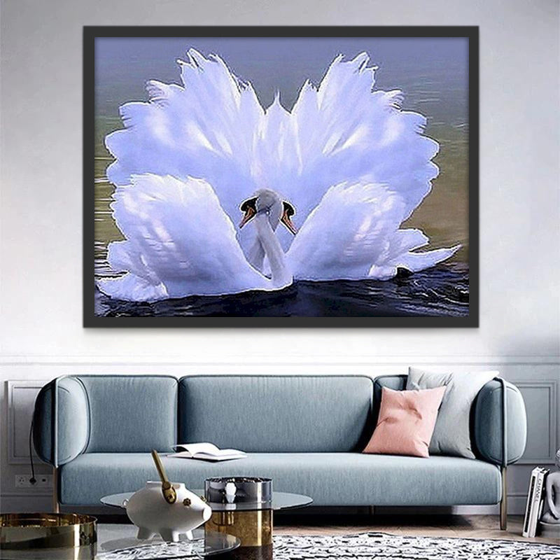 Cygnes à Cou Croisé Peinture par Numéros