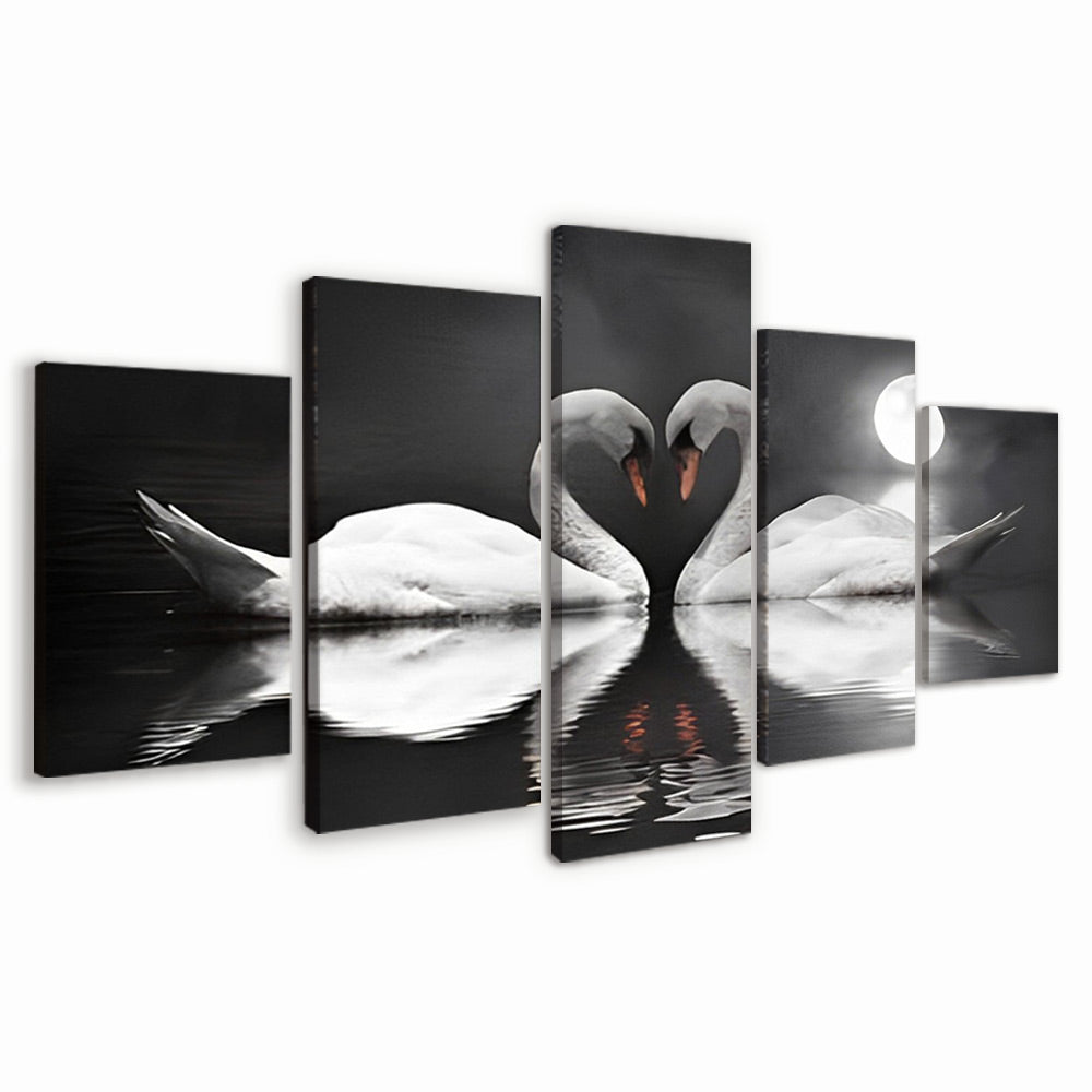 Cygnes et la Lune Claire 5 Partie Peinture par Numéros