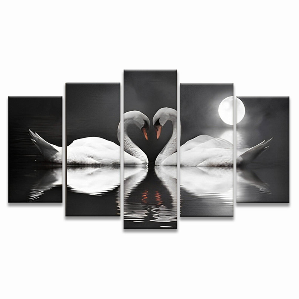 Cygnes et la Lune Claire 5 Partie Peinture par Numéros