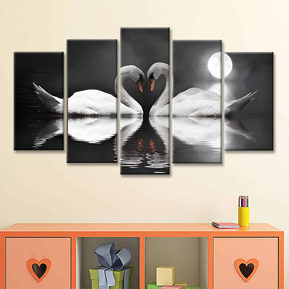 Cygnes et la Lune Claire 5 Partie Peinture par Numéros