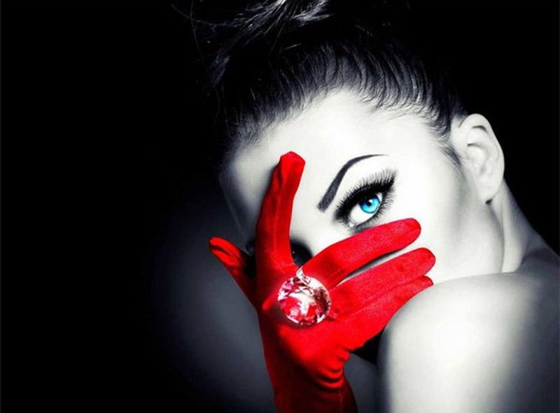 Dame aux gants rouges Peinture par Numéros