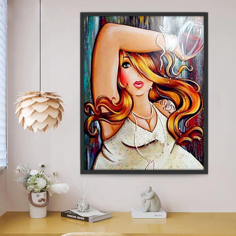 Dame en Robe Blanche Peinture par Numéros