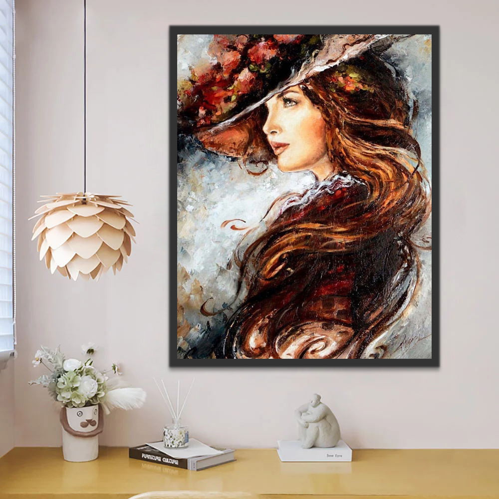 Dame en Rouge Peinture par Numéros